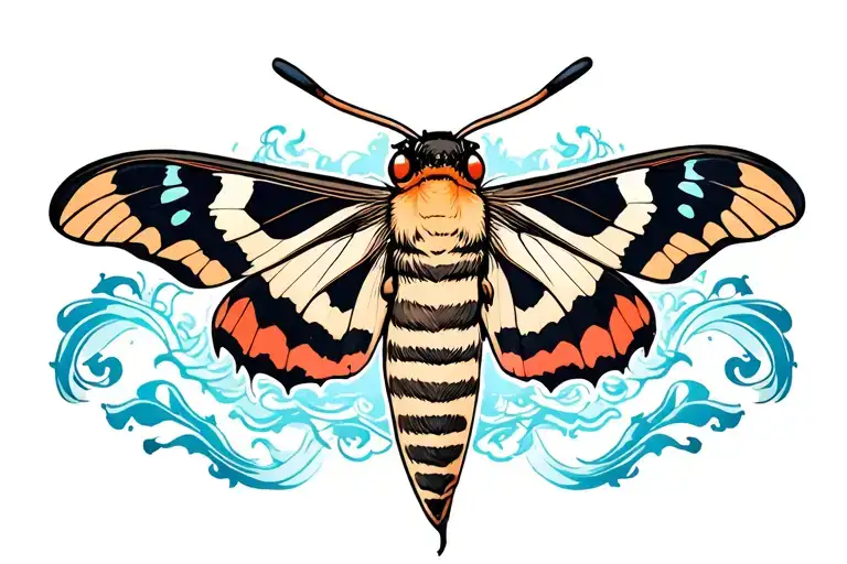 Moth Full Neck Tattoo Collaborate With Japanese Theme