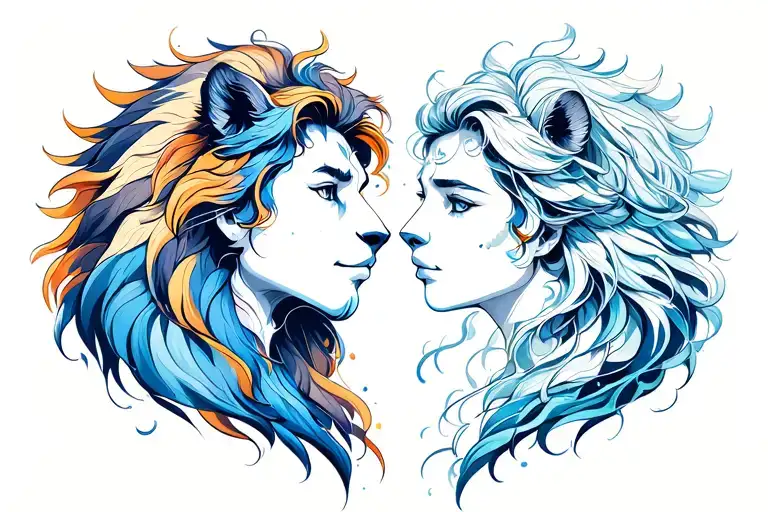 Leo And Aquarius Holding Each Other Side