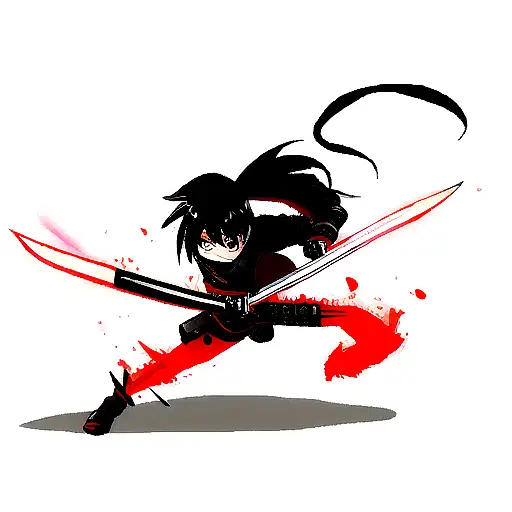 Katana With Black Fire On The Blade