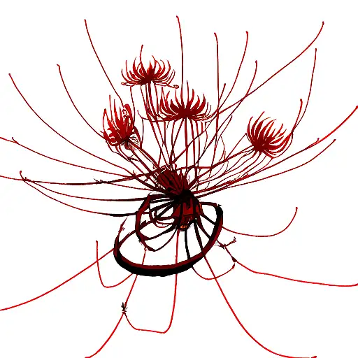 Red Spider Lily With A White Carnation And A Centipede Wrapping Around Them