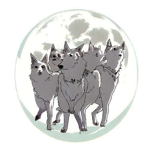 A Pack Of Wolves Howling At A Moon Made Of Musical Notes