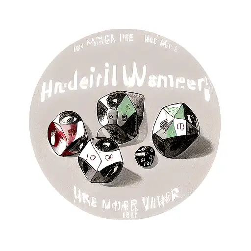 D20 Dice With Wolverine Clawmarks Underneath And A Werewolf Incorporated In The Background