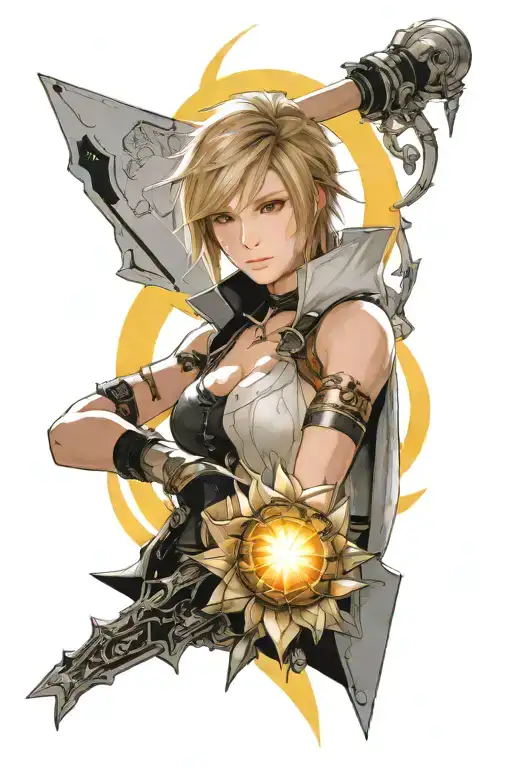 Lunafreya From Final Fantasy Xv With The Sun Rays And Moon Shining