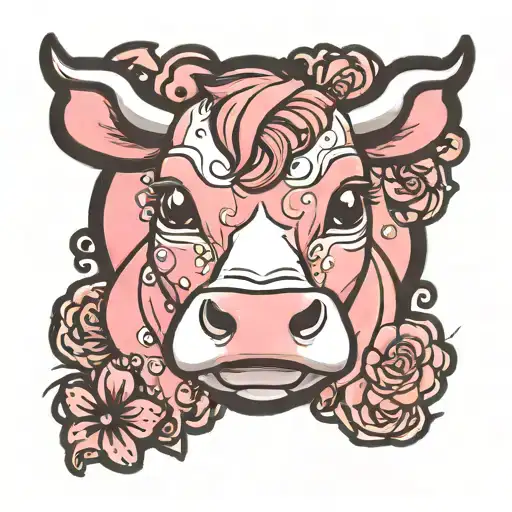 Cute Pink And White Cow
