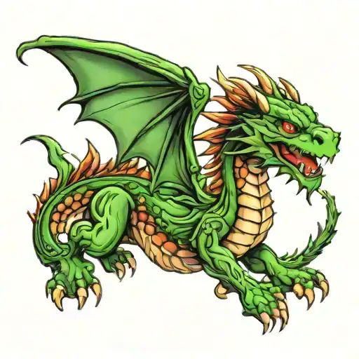 Chibi Green Dragon Tattoo Design
