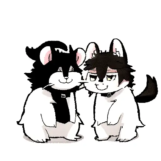 White Rat And Black Rat Brothers And Black Shepard Dog
