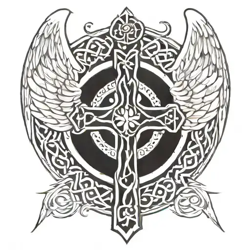 Celtic Cross With Angel Wings