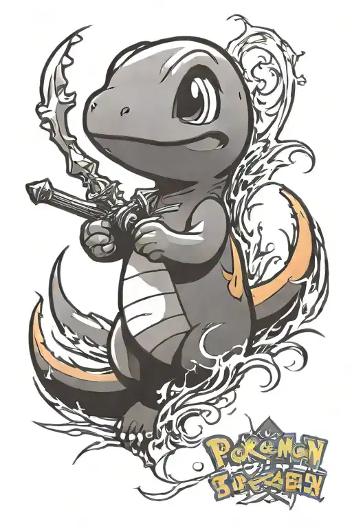 Charmander Pokemon Holding Sword