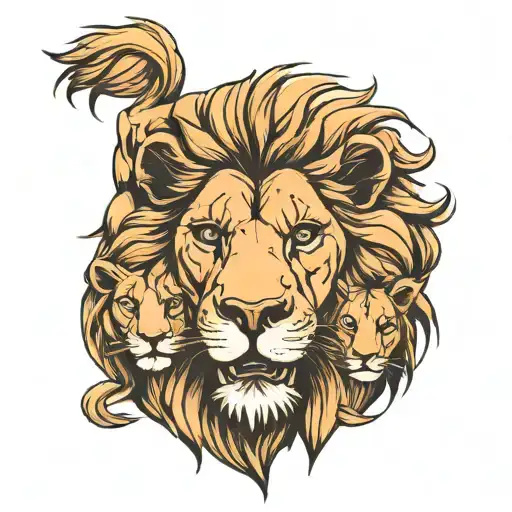 Lion And Family