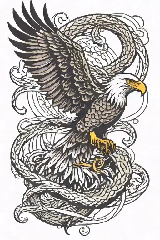 Eagle Fight With Snake Wrapped