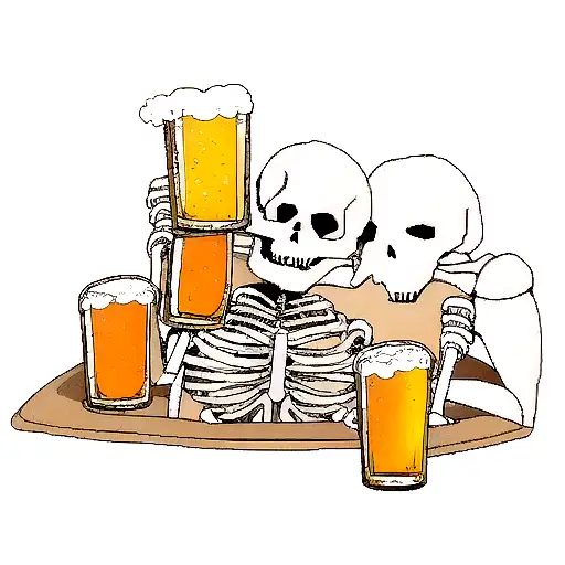 Skeleton Drinking Beer