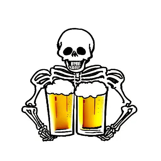 Skeleton Drinking Beer