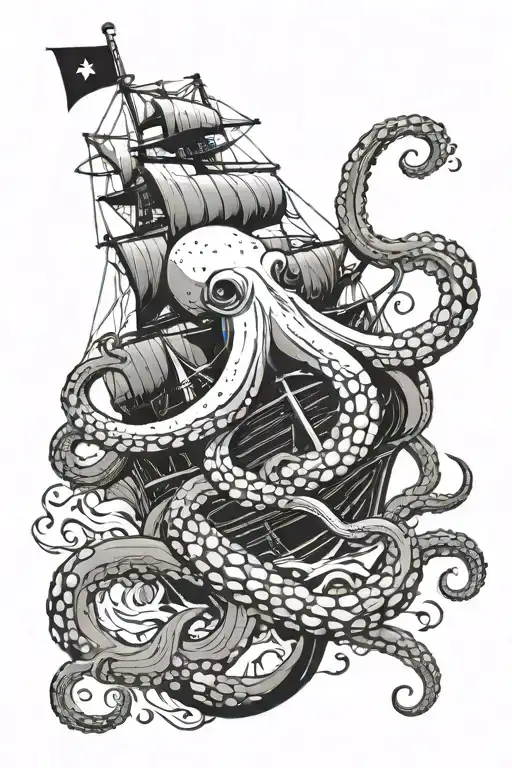 Octopus Holding A Ship