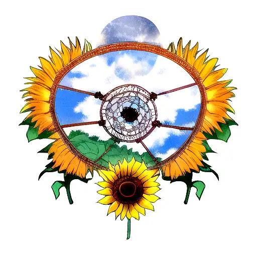 Rose Sunflower Owl Dreamcatcher Clouds