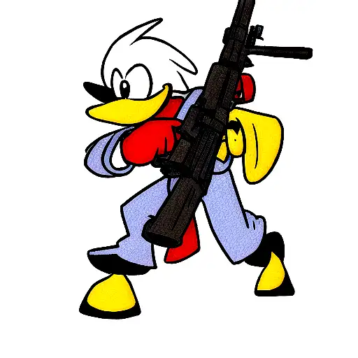 Dagobert Duck As A Gangster With Ak 47
