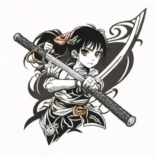 Cute Girl With Katana