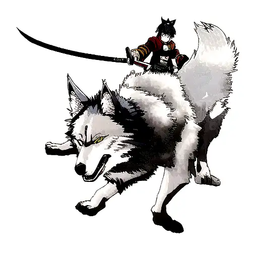 Wolf With Double Katana