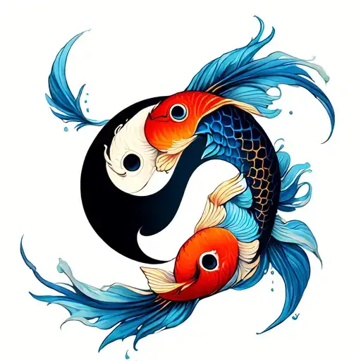 Yin And Yang Symbol As Fishes