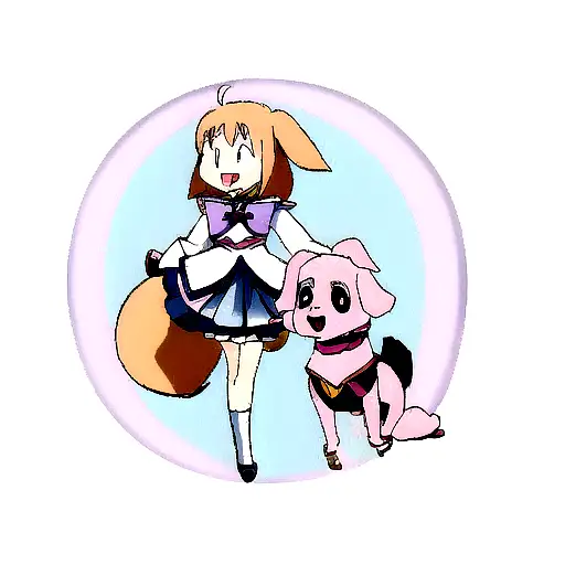 A Magical Girl Anime Character With A Dog Companion