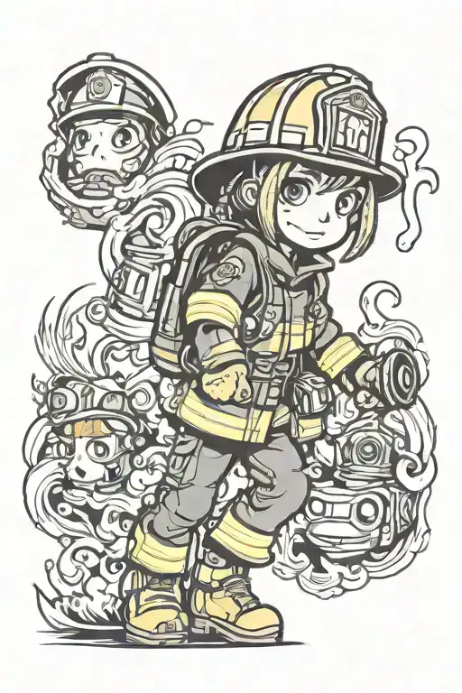 Fire Fighter Little Girl Wearing