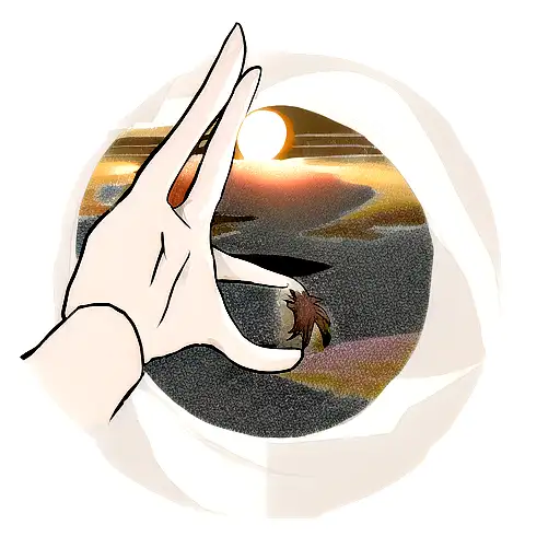 Bandage Wrapped Hand Holding An Eclipsed Sun