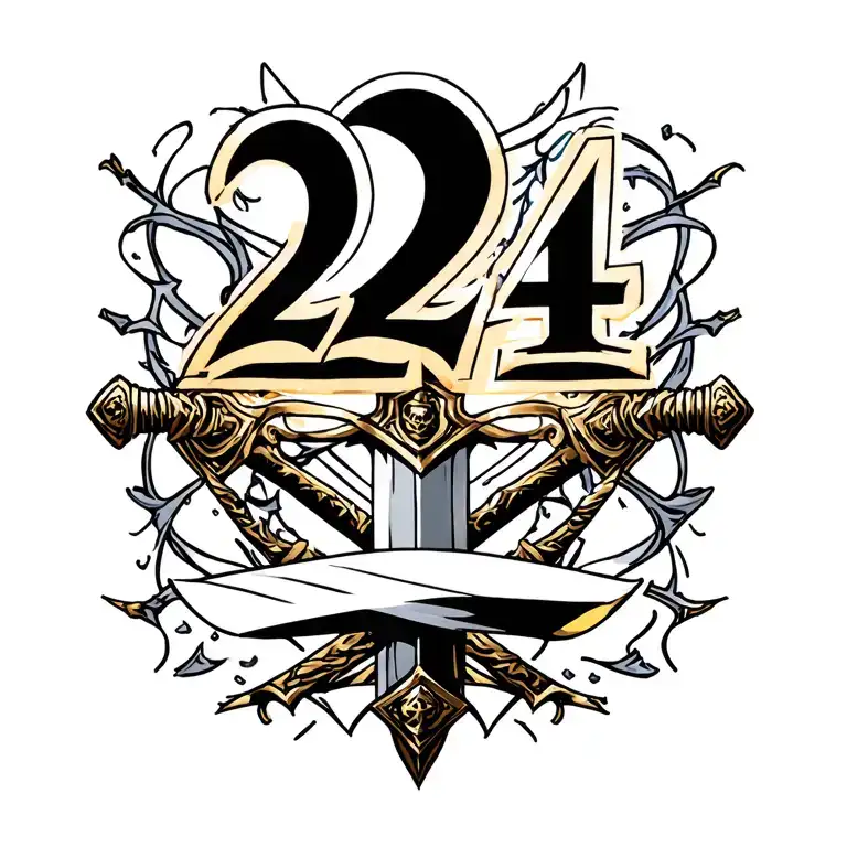 Sword With Number 2 And 4