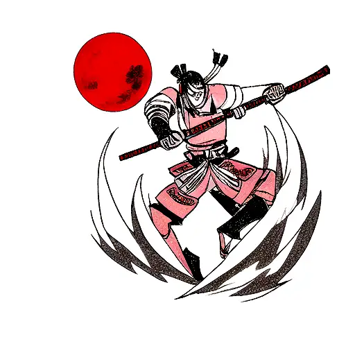 Samurai And Red Moon For Forearm