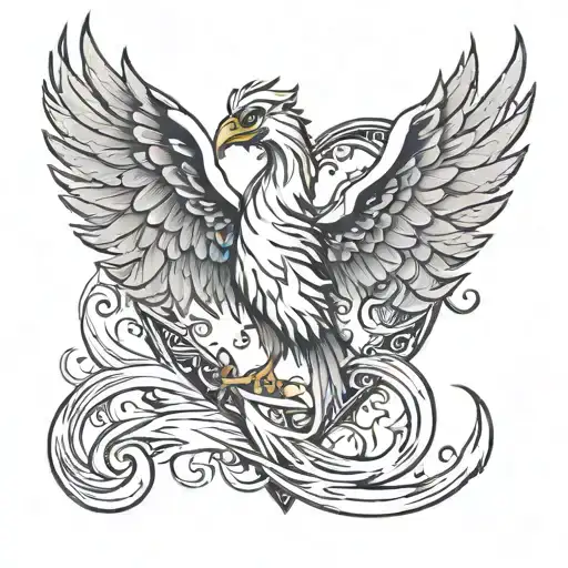 A Phoenix Wrapping A Heart