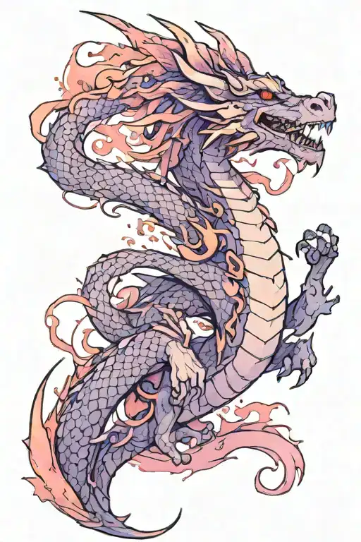 Minimalist Purple And Pink Watercolor Dragon