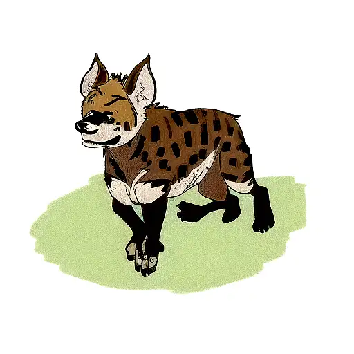 A Traditional Style Tattoo Of A Hyena Playing Football