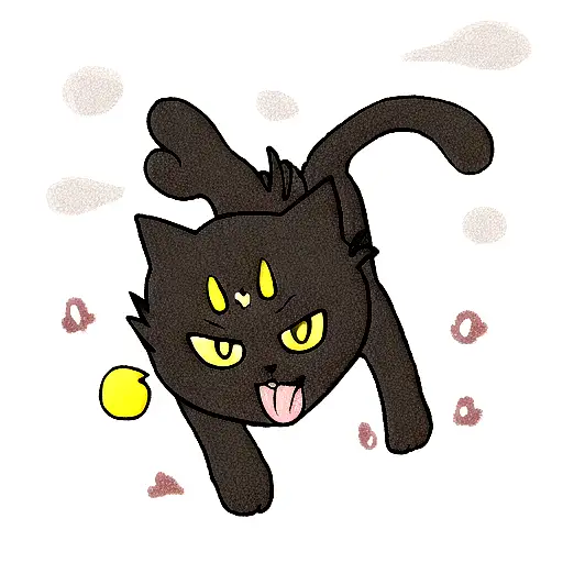 A Black Cat With A Dumb Face With His Tongue Showing