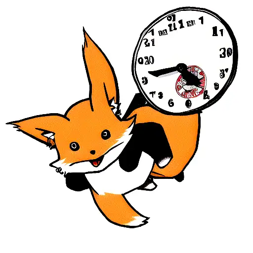 Fox Running On A Clock