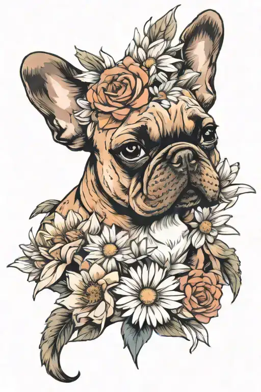 Daisy Flower With Frenchbulldog