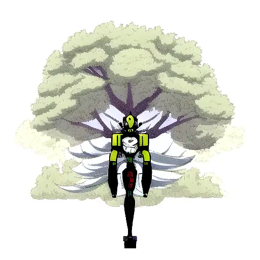 An Anime-inspired Tattoo Of A Robot Operator Controlling A Robot World Tree