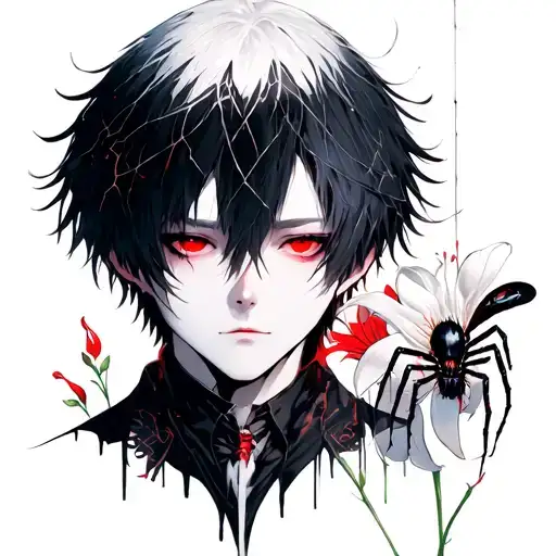 Tokyo Ghoul Kaneki Ken Kaneki Face And Centipede With Spider Lily