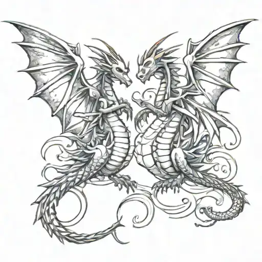 Two Dragon Flying Parallel