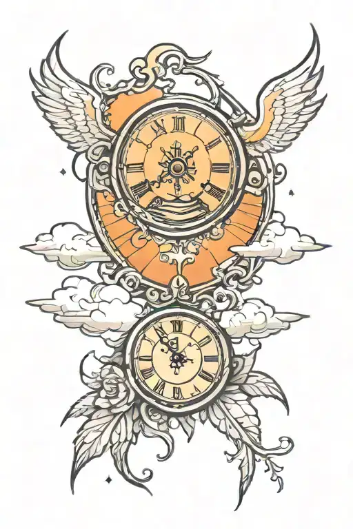 Sunset Tattoo With Clock