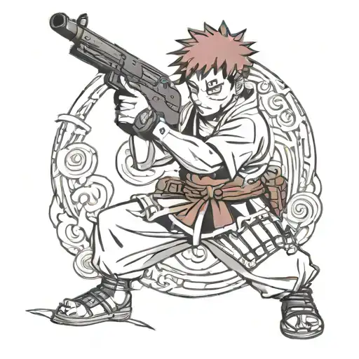 Gaara Holding A Gun