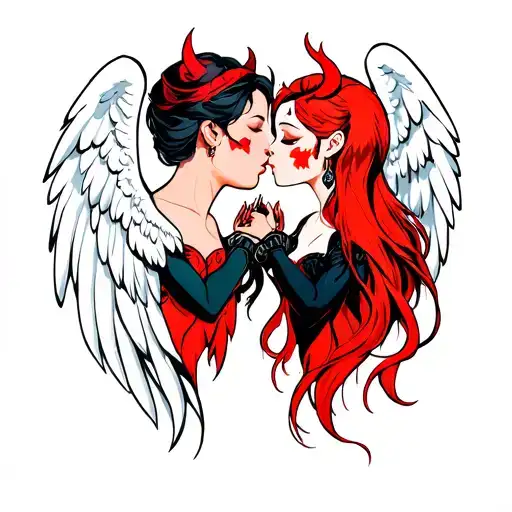 Angel And Devil Whispering In Ear