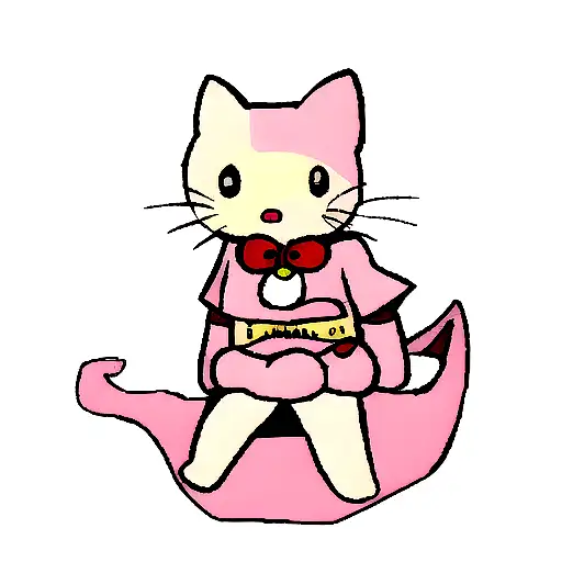 Hello Kitty Sitting On A Dragon