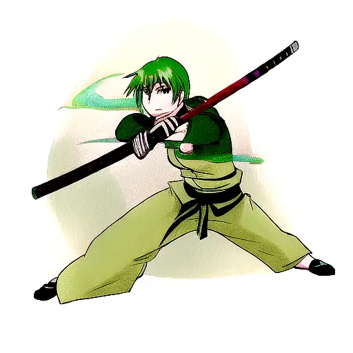 Katana With Green Tsuka Wrap And Partially Unsheathed