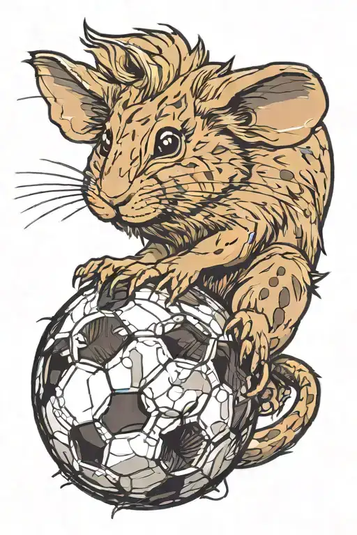 A Degu Playing With A Soccer Ball