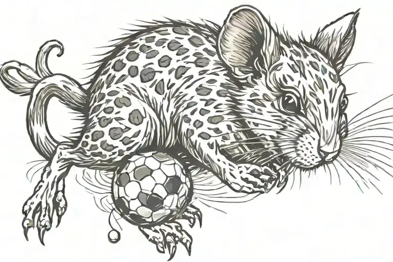 A Degu Playing With A Soccer Ball