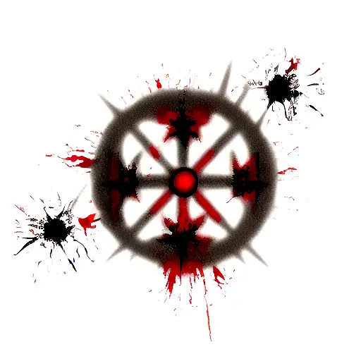 Berserk Symbol With A Blood Splatter Effect