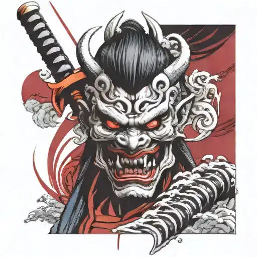 Japanese Oni Mask Katana