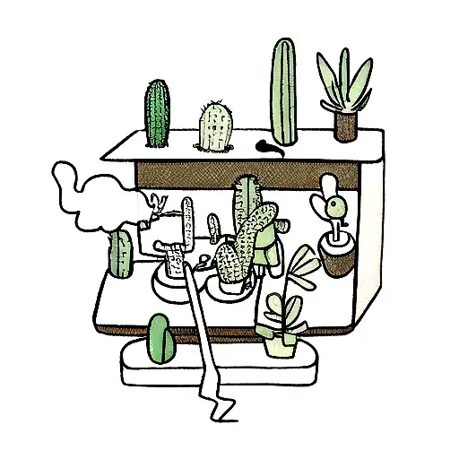 Cactus Holding A Cigarette And A Uzi