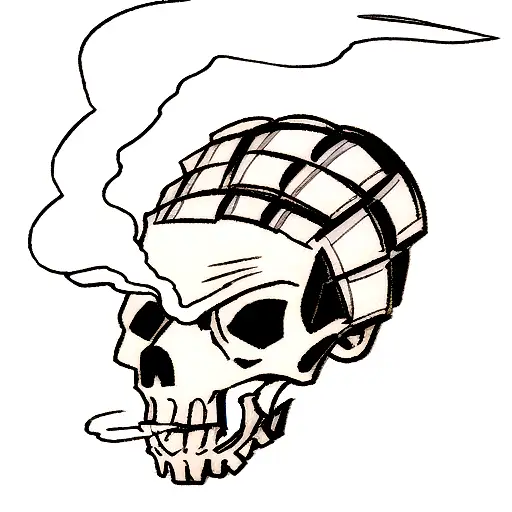 Engraved Skull Smoking A Cigarret