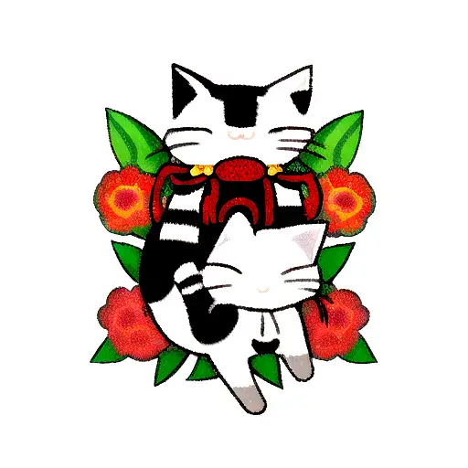 Cat - Samurai Flowers