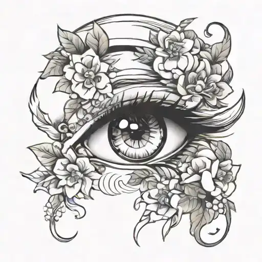 Sexy Female With Flowers Over Eye
