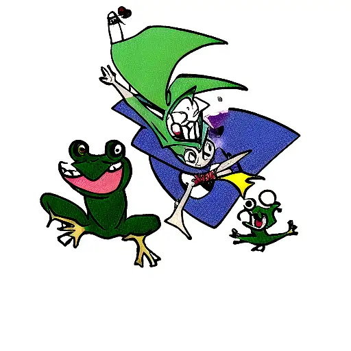 Wizard Frog Doing A Kick Flip